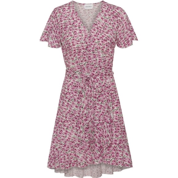 AMERICAN DREAMS Milly Wrap Dress Short Lilac/white Flower Size Large - Picture 1 of 10